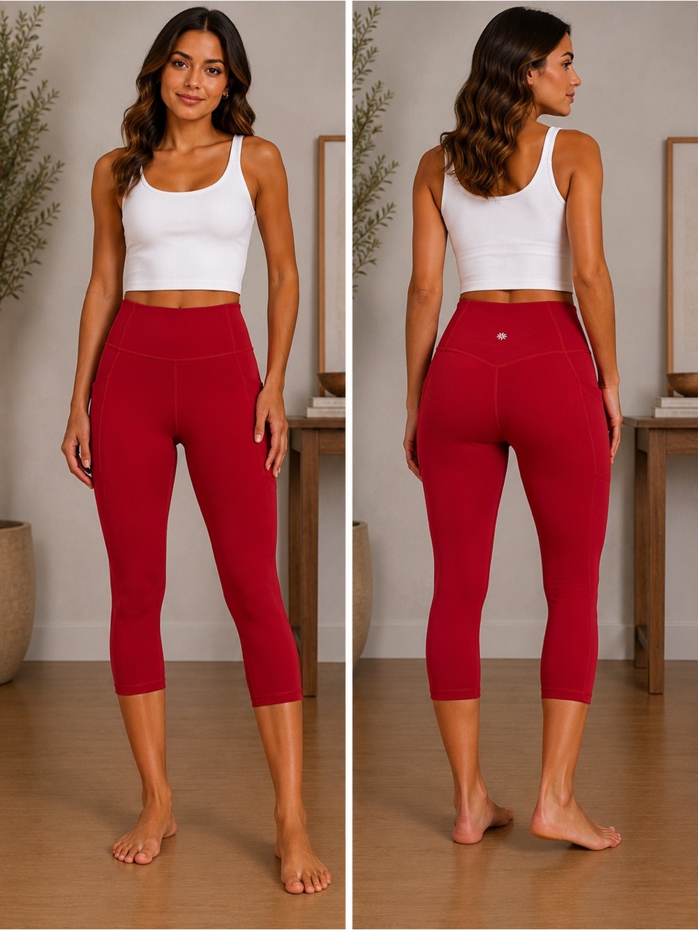 Athleta Crimson Red High-Rise Cropped Capris